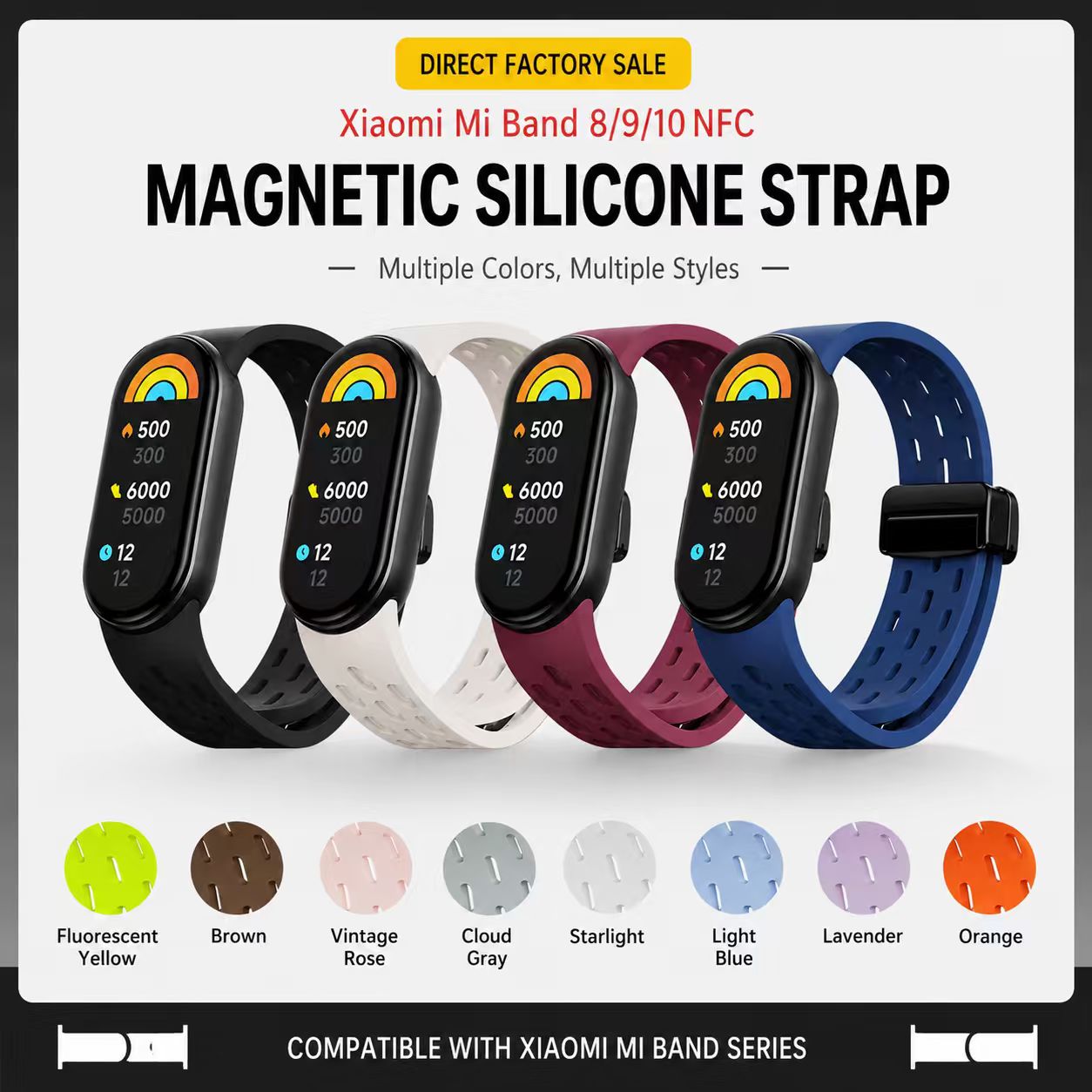 MS14 magnetic silicone Xiaomi Mi Band strap