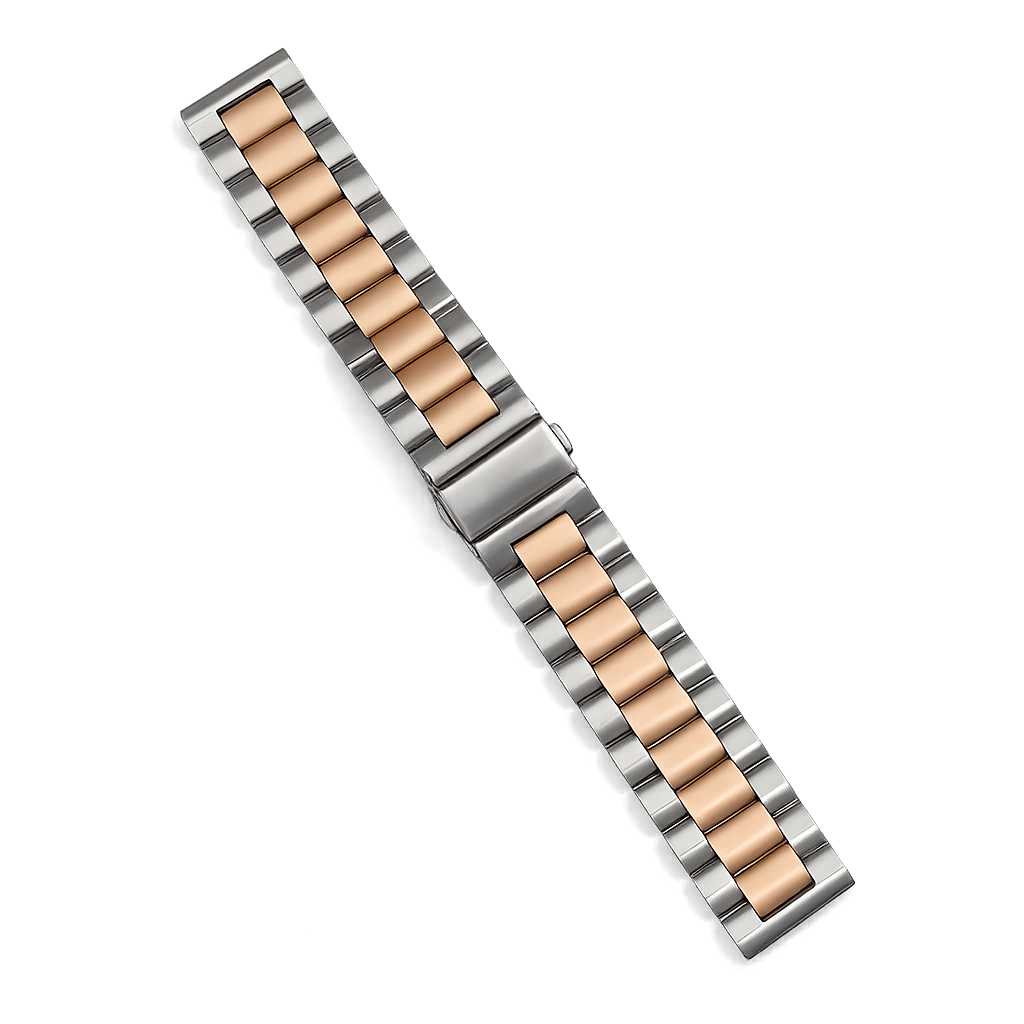 NN39 silver rose gold stainless steel Apple Watch band color detail