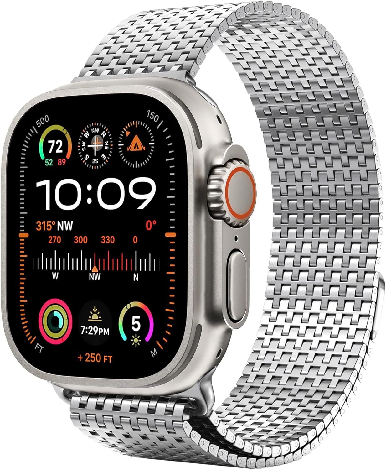 P01 silver Milanese Loop Apple Watch Ultra compatible thumbnail