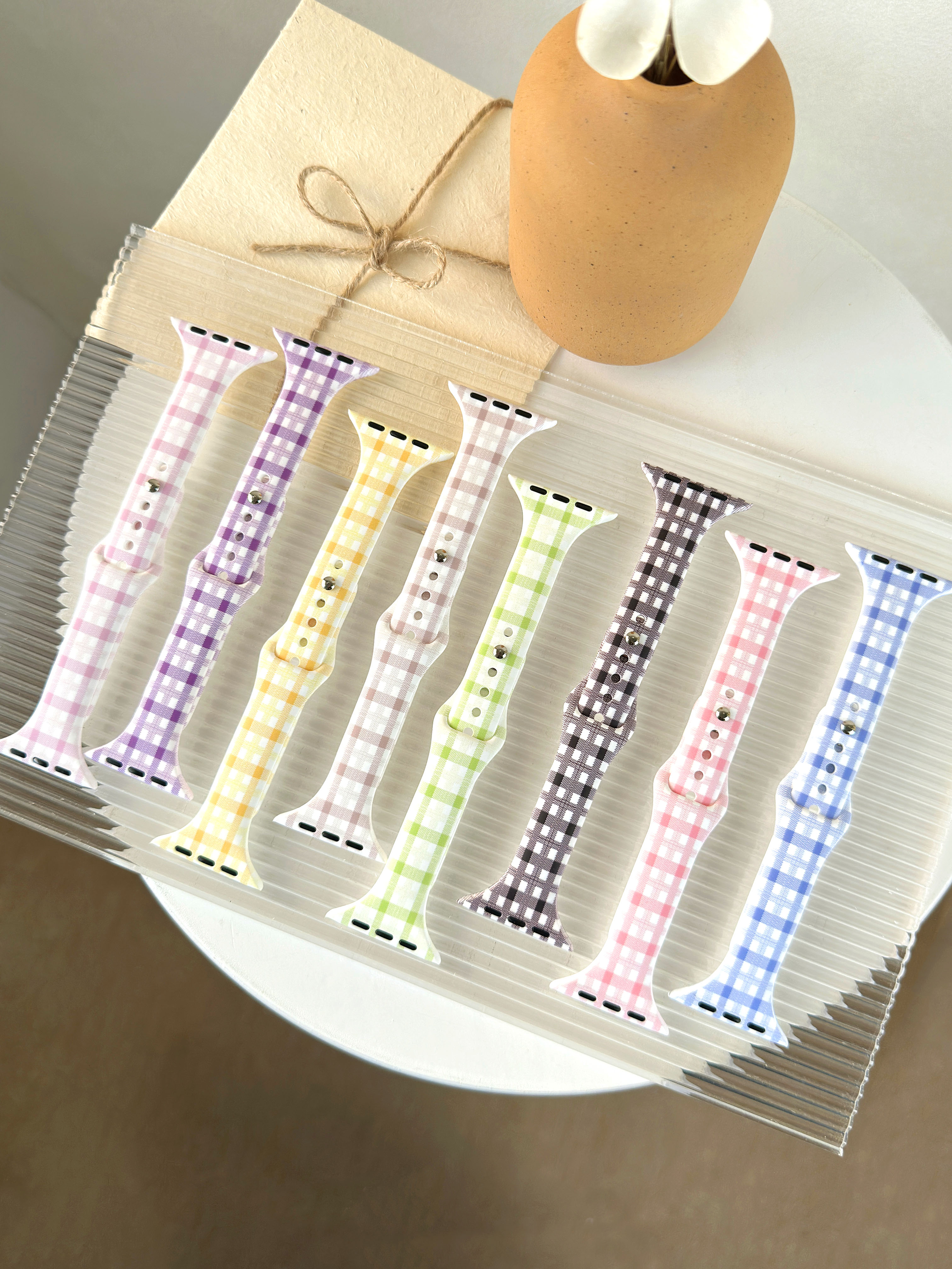 P03 printed silicone Apple Watch band color lineup without labels
